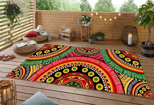 Cooiiye Teppich 40x60cm Rot Grün Ethnisch Moderner Großer Teppich,Teppichs Wohnzimmer Waschbarer, rutschfest Easy Clean teppichs für Schlafzimmer, Balkon, Auch, KüChe oder Esszimmer Geeignet von Cooiiye