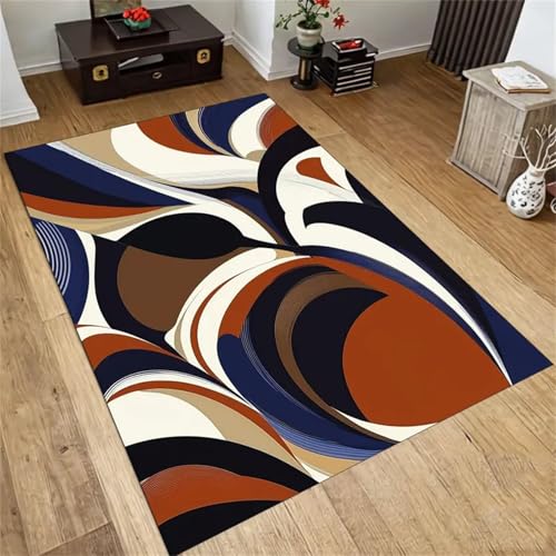 Cooiiye Teppich 50x160cm Blau Braun Schwarz Weiß Moderner Großer Teppich,Teppichs Wohnzimmer Waschbarer, rutschfest Easy Clean teppichs für Schlafzimmer, Balkon, Auch, KüChe oder Esszimmer Geeignet von Cooiiye