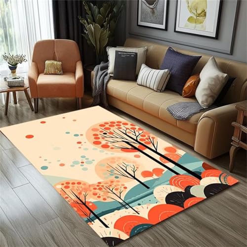 Cooiiye Teppich 50x80cm Cartoon-Wälder Moderner Großer Teppich,Teppichs Wohnzimmer Waschbarer, rutschfest Easy Clean teppichs für Schlafzimmer, Balkon, Auch, KüChe oder Esszimmer Geeignet von Cooiiye