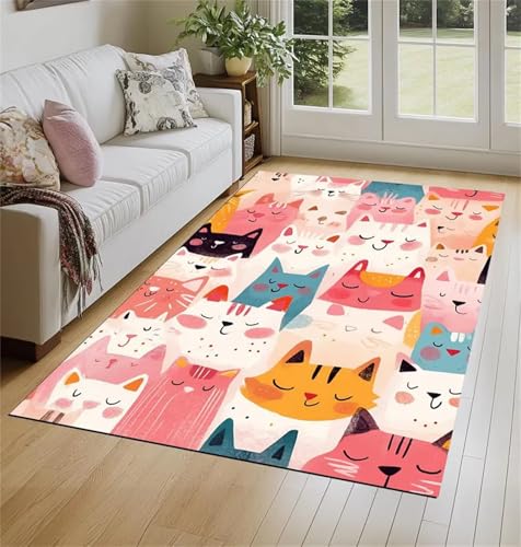 Cooiiye Teppich 50x80cm Rosa Cartoon-Katzen Moderner Großer Teppich,Teppichs Wohnzimmer Waschbarer, rutschfest Easy Clean teppichs für Schlafzimmer, Balkon, Auch, KüChe oder Esszimmer Geeignet Cooiiye Teppich 50x80cm Rosa Cartoon-Katzen Moderner Großer Teppich,Teppichs Wohnzimmer Waschbarer, rutschfest Easy Clean teppichs für Schlafzimmer, Balkon, Auch, KüChe oder Esszimmer Geeignet von Cooiiye