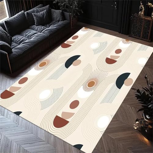 Cooiiye Teppich 80x150cm Braune Schwarze Linien Moderner Großer Teppich,Teppichs Wohnzimmer Waschbarer, rutschfest Easy Clean teppichs für Schlafzimmer, Balkon, Auch, KüChe oder Esszimmer Geeignet von Cooiiye