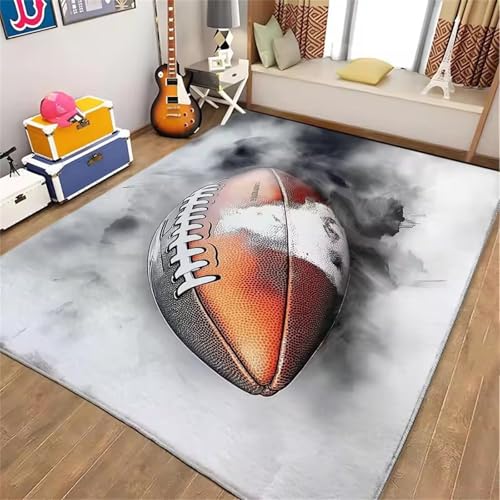 Cooiiye Teppich Wohnzimmer 140x200cm,Waschbarer Teppich mit Rutschfester Rückseite – Modern Weich Drucken Teppichs für Büro Esszimmer Kinderzimmer Dekor - Fußball von Cooiiye