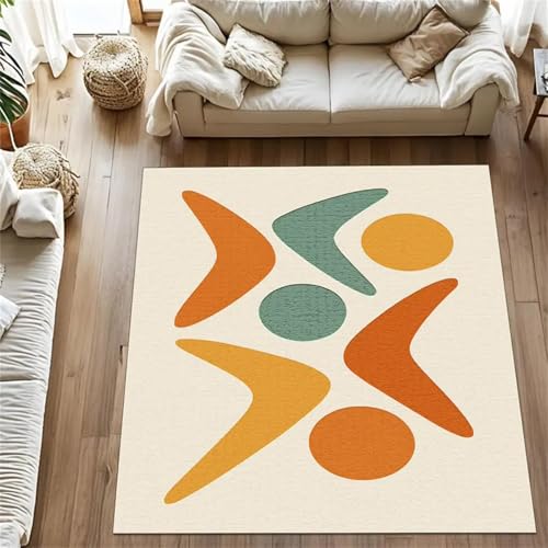 Cooiiye Teppich Wohnzimmer 140x200cm,Waschbarer Teppich mit Rutschfester Rückseite – Modern Weich Drucken Teppichs für Büro Esszimmer Kinderzimmer Dekor - Gelb-Grün-Symbol von Cooiiye