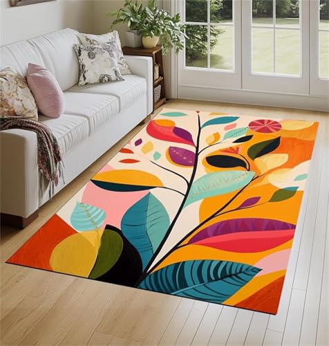 Cooiiye Teppich Wohnzimmer 140x200cm,Waschbarer Teppich mit Rutschfester Rückseite – Modern Weich Drucken Teppichs für Büro Esszimmer Kinderzimmer Dekor - Pflanzenblätter gefärbt Cooiiye Teppich Wohnzimmer 140x200cm,Waschbarer Teppich mit Rutschfester Rückseite – Modern Weich Drucken Teppichs für Büro Esszimmer Kinderzimmer Dekor - Pflanzenblätter gefärbt von Cooiiye