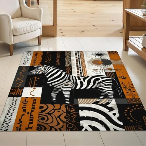 Cooiiye Teppich Wohnzimmer 140x200cm,Waschbarer Teppich mit Rutschfester Rückseite – Modern Weich Drucken Teppichs für Büro Esszimmer Kinderzimmer Dekor - Zebrastreifen von Cooiiye