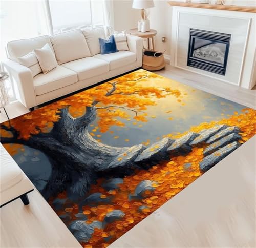 Cooiiye Teppich Wohnzimmer 180x250cm,Waschbarer Teppich mit Rutschfester Rückseite – Modern Weich Drucken Teppichs für Büro Esszimmer Kinderzimmer Dekor - Gelbe Baumlandschaft Cooiiye Teppich Wohnzimmer 180x250cm,Waschbarer Teppich mit Rutschfester Rückseite – Modern Weich Drucken Teppichs für Büro Esszimmer Kinderzimmer Dekor - Gelbe Baumlandschaft von Cooiiye