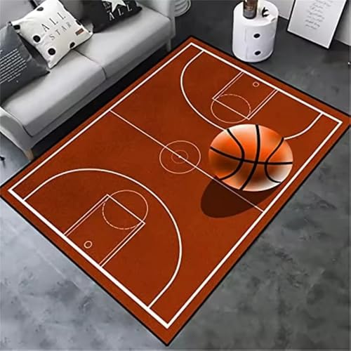 Cooiiye Teppich Wohnzimmer 40x120cm,Waschbarer Teppichs mit Rutschfester Rückseite – Modern Weich Drucken Teppich für Büro Esszimmer Kinderzimmer Dekor - Basketball von Cooiiye