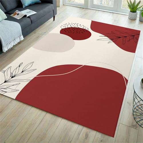 Cooiiye Teppich Wohnzimmer 60x90cm,Waschbarer Teppich mit Rutschfester Rückseite – Modern Weich Drucken Teppichs für Büro Esszimmer Kinderzimmer Dekor - Rote Schwarze Blätter Cooiiye Teppich Wohnzimmer 60x90cm,Waschbarer Teppich mit Rutschfester Rückseite – Modern Weich Drucken Teppichs für Büro Esszimmer Kinderzimmer Dekor - Rote Schwarze Blätter von Cooiiye