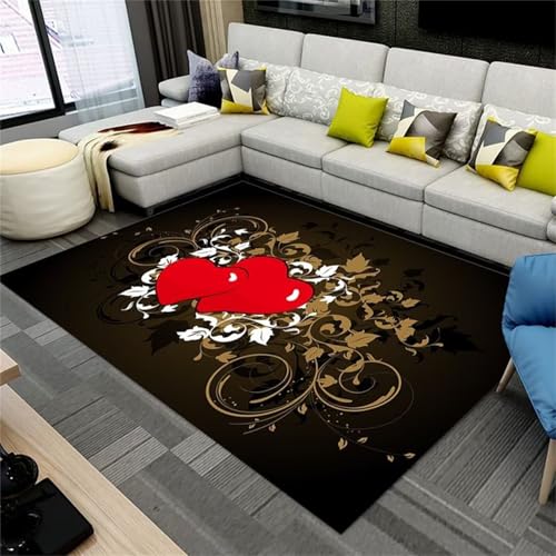 Cooiiye Teppich Wohnzimmer 80x150cm,Waschbarer Teppich mit Rutschfester Rückseite – Modern Weich Drucken Teppichs für Büro Esszimmer Kinderzimmer Dekor - Rotes Liebesherz Cooiiye Teppich Wohnzimmer 80x150cm,Waschbarer Teppich mit Rutschfester Rückseite – Modern Weich Drucken Teppichs für Büro Esszimmer Kinderzimmer Dekor - Rotes Liebesherz von Cooiiye