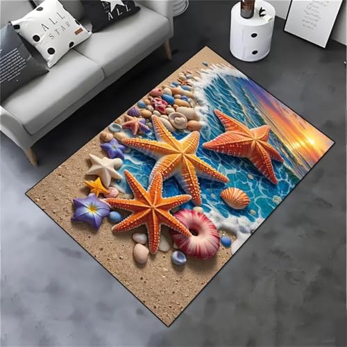 Teppich 120x160cm Seestern-Sonnenuntergangslandschaft Moderner Großer teppich,Teppichs Wohnzimmer Waschbarer,Rutschfest Easy Clean teppichs für Schlafzimmer,Balkon,Auch,KüChe oder Esszimmer Geeignet Teppich 120x160cm Seestern-Sonnenuntergangslandschaft Moderner Großer teppich,Teppichs Wohnzimmer Waschbarer,Rutschfest Easy Clean teppichs für Schlafzimmer,Balkon,Auch,KüChe oder Esszimmer Geeignet von Cooiiye