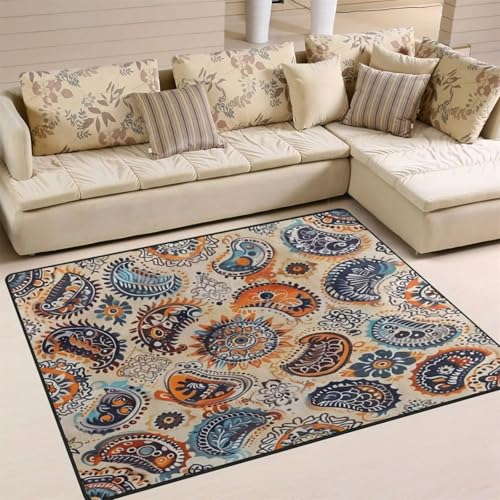 Teppich 140x200cm Ethnisches indisches Mandala Moderner Großer teppich,Teppichs Wohnzimmer Waschbarer, Rutschfest Easy Clean teppichs für Schlafzimmer, Balkon, Auch, KüChe oder Esszimmer Geeignet von Cooiiye
