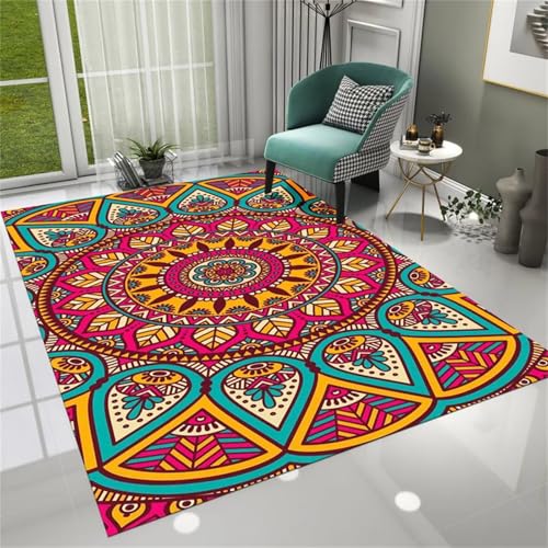 Teppich 40x120cm Geometrische Mandala-Blume Moderner Großer teppich,Teppichs Wohnzimmer Waschbarer, Rutschfest Easy Clean teppichs für Schlafzimmer, Balkon, Auch, KüChe oder Esszimmer Geeignet von Cooiiye