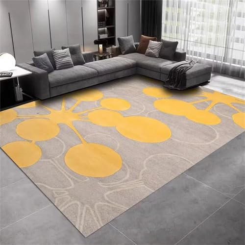 Teppich 80x150cm Cremiges Gelb Moderner Großer Teppich,Teppichs Wohnzimmer Waschbarer, rutschfest Easy Clean teppichs für Schlafzimmer, Balkon, Auch, KüChe oder Esszimmer Geeignet von Cooiiye