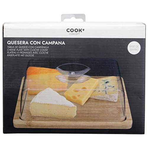 Cook Concept KA4327 - Bandeja para queso con campana (madera de bambú), color beige y gris von CMP