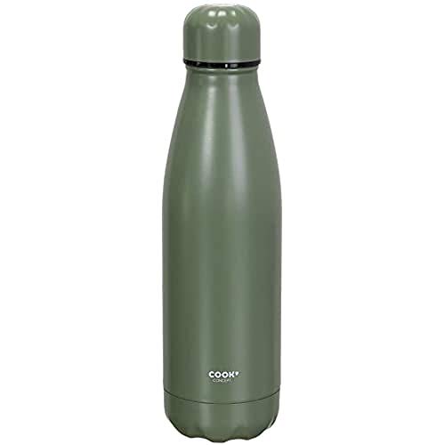 Cook Concept KA4639 Transportflasche, 500 ml, grün, Edelstahl, warm/kalt, doppelwandig, Maße: 25,8 x 7 x 25,8 cm Reiseflasche von Cook Concept