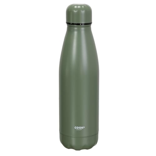 COOK CONCEPT KA4639 Transportflasche, 500 ml, grün, Edelstahl, warm/kalt, doppelwandig, Maße: 25,8 x 7 x 25,8 cm Reiseflasche von COOK CONCEPT
