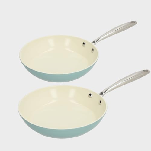 Cook & Pan - Go Blue Pfannenset 2-teilig-Induktionsgeeignet-PFAS frei- Keramik-Beschichtung -Antihaft- wärmeisolierter Griff- Aluminium- Blau von Cook and Pan