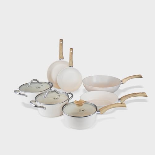 Cook & Pan - Go Ivory Topfset und Pfannenset, 7-teilig-Induktionsgeeignet-PFAS frei- Keramik-Beschichtung -Antihaft- wärmeisolierter Griff- Aluminium- Creme Cook & Pan - Go Ivory Topfset und Pfannenset, 7-teilig-Induktionsgeeignet-PFAS frei- Keramik-Beschichtung -Antihaft- wärmeisolierter Griff- Aluminium- Creme von Cook and Pan