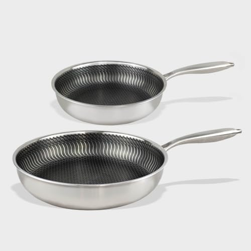 Cook & Pan - Honey Pfannenset 2-teilig-Induktionsgeeignet-PFAS frei- 3-lagige Wabenstruktur-Beschichtung -Antihaft- wärmeisolierter Griff- Edelstahl- Silber Cook & Pan - Honey Pfannenset 2-teilig-Induktionsgeeignet-PFAS frei- 3-lagige Wabenstruktur-Beschichtung -Antihaft- wärmeisolierter Griff- Edelstahl- Silber von Cook and Pan