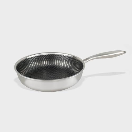 Cook & Pan - Honigpfanne 24 cm-Induktionsgeeignet-PFAS frei- 3-lagige Wabenstruktur-Beschichtung -Antihaft- wärmeisolierter Griff- Edelstahl- Silber von Cook and Pan
