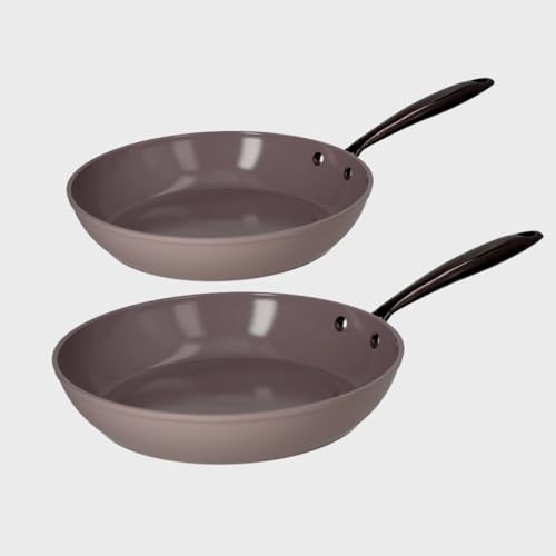 Cook & Pan - Taupe of Mind Pfannenset 2-teilig-Induktionsgeeignet-PFAS frei- Keramik-Beschichtung -Antihaft- wärmeisolierter Griff- Aluminium- Taupe von Cook and Pan