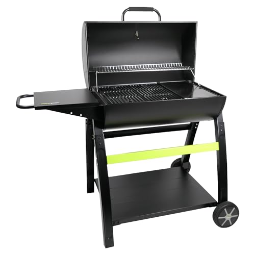 Cook'in garden - Holzkohlegrill Tonino 70 - Grill & Plancha - BBQ-Wanne aus Stahl & Emaillierte Gusseisen-Kochfläche - Groß - Deckel & Thermometer - Garten von Cook'in garden