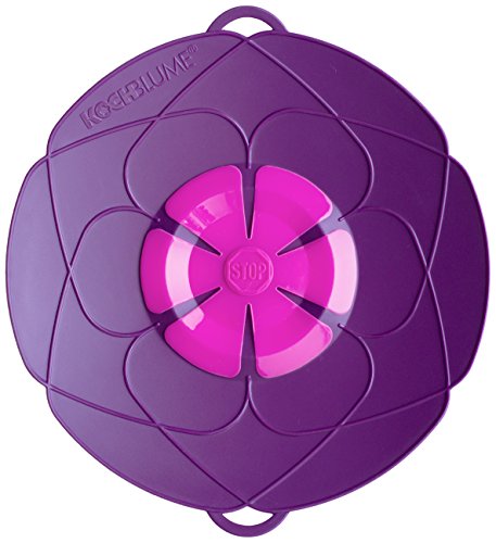 Kochblume das Original, Silikon Überkochschutz für Töpfe und Pfannen, Mikrowellen-Deckel, Spritzschutz und Dampfgar-Aufsatz | (Lila , L | Topfgröße 14-24cm) von Kochblume