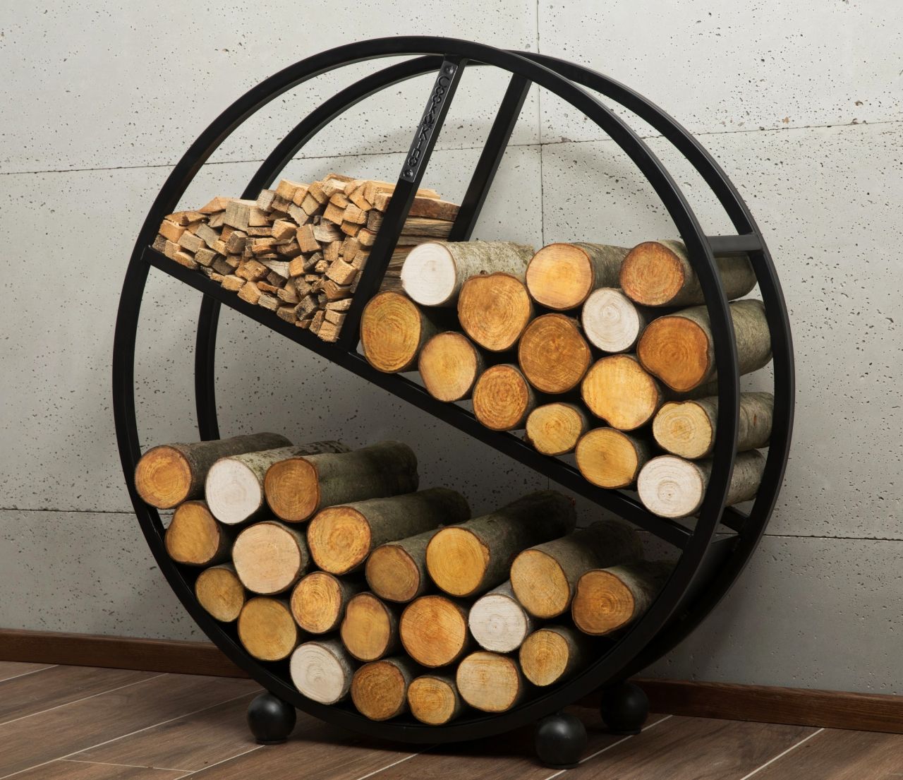 Brennholzregal Stahl für Kamin-Holzständer Holzstapelhalter Kaminholzregal rund von CookKing