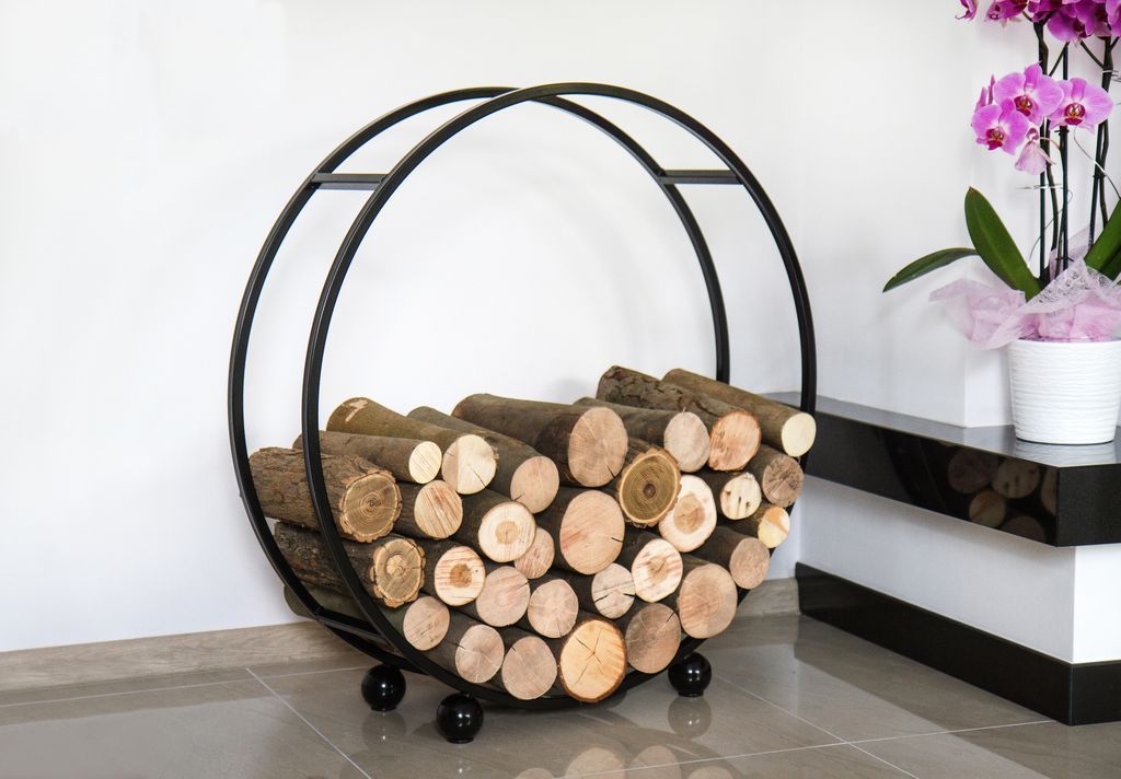 Brennholzregal aus Stahl für Kamin -Holzständer Holzkorb Holzgestell- Ø 80cm von CookKing