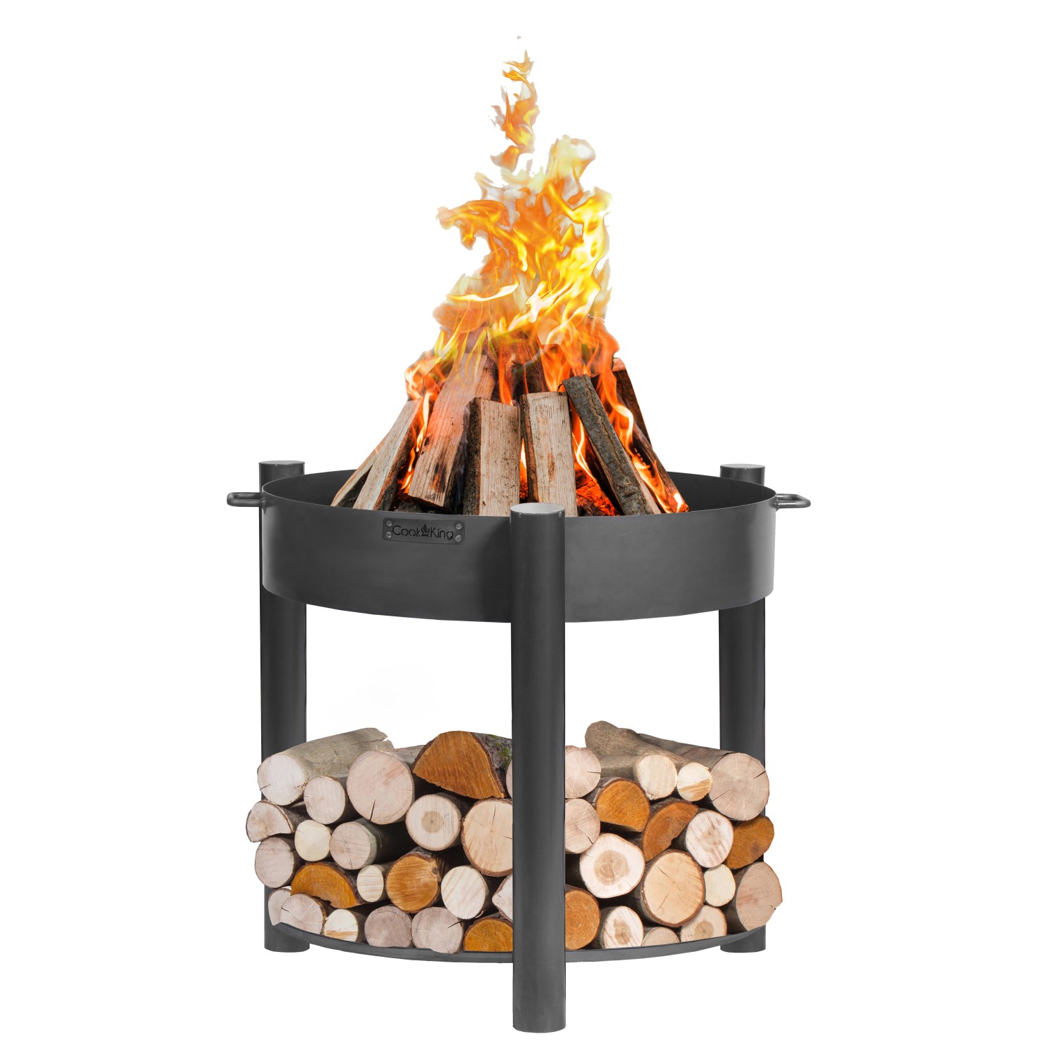 CookKing Feuerschale Stahl Montana Inkl. Holzlager Ø 80 cm x 80 cm Schwarz von CookKing