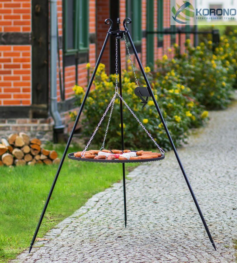 Dreibein Schwenkgrill Gartengrill Holzkohlegrill m. Kurbel Rost 70 Edelstahl von CookKing