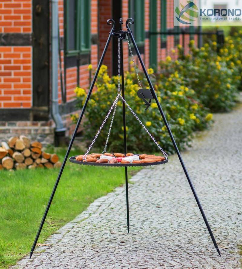 Dreibein Schwenkgrill Gartengrill Holzkohlegrill m. Kurbel Rost 70 Edelstahl von CookKing