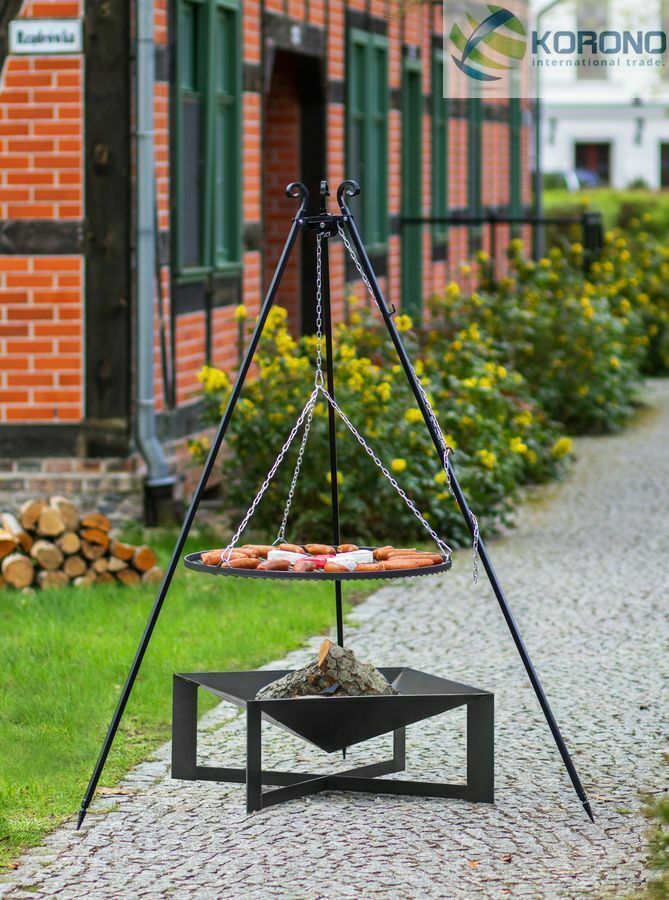 Dreibein Schwenkgrill Rostgröße 50 cm und Feuerschale 70 x 70 cm im Set - Stahl von CookKing