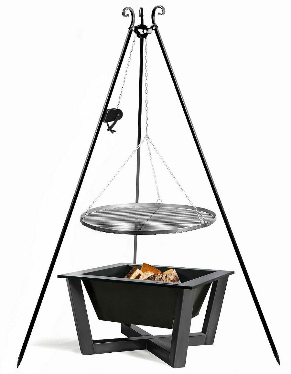 Dreibein Schwenkgrill Rostgröße 50 cm und Feuerschale 70 x 70 cm im Set - Stahl von CookKing