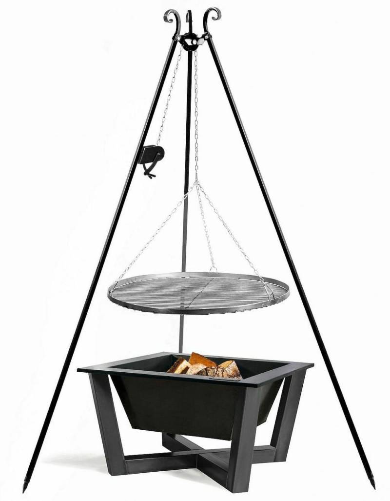 Dreibein Schwenkgrill Rostgröße 50 cm und Feuerschale 70 x 70 cm im Set - Stahl von CookKing