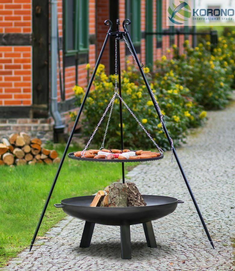 Dreibein Schwenkgrill Rostgröße 50 cm und Feuerschale Ø 60 cm im Set - Stahl von CookKing