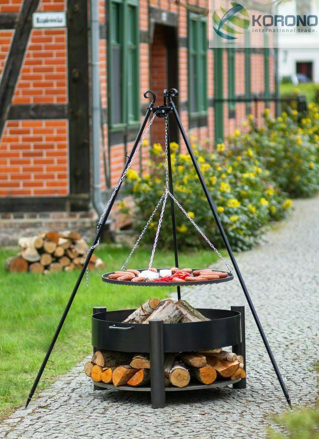 Dreibein Schwenkgrill Rostgröße 60 cm und Feuerschale Ø 70 cm im Set - Stahl von CookKing