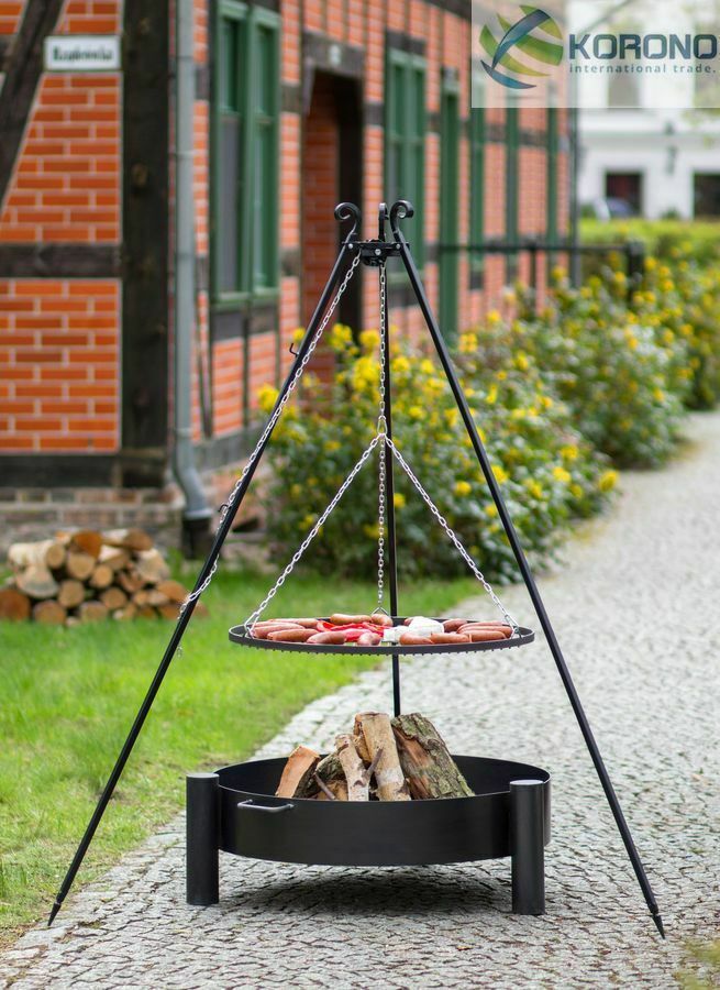 Dreibein Schwenkgrill Rostgröße 70 cm und Feuerschale Ø 80 cm im Set - Stahl von CookKing