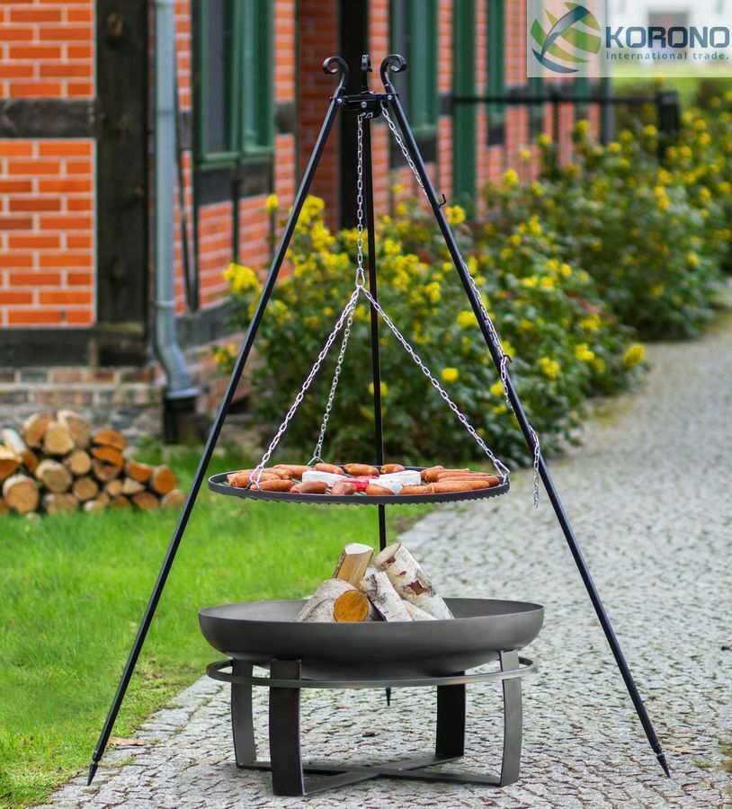 Dreibein Schwenkgrill Rostgröße 70 cm und Feuerschale Ø 80 cm im Set - Stahl von CookKing