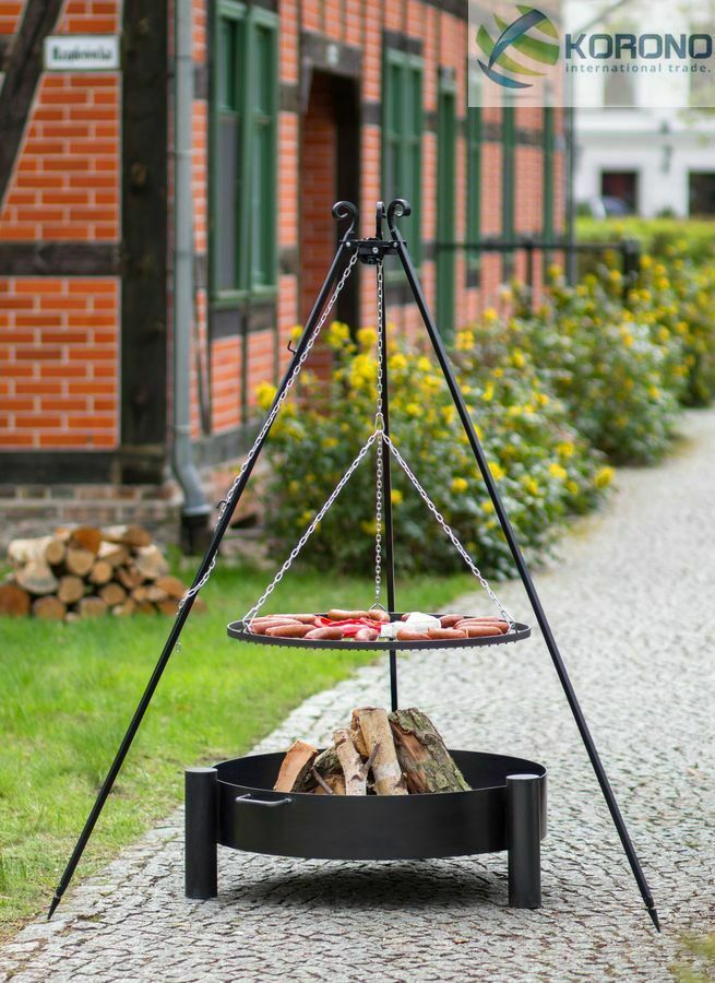 Dreibein Schwenkgrill Rostgröße 80 cm und Feuerschale Ø 80 cm im Set - Stahl von CookKing