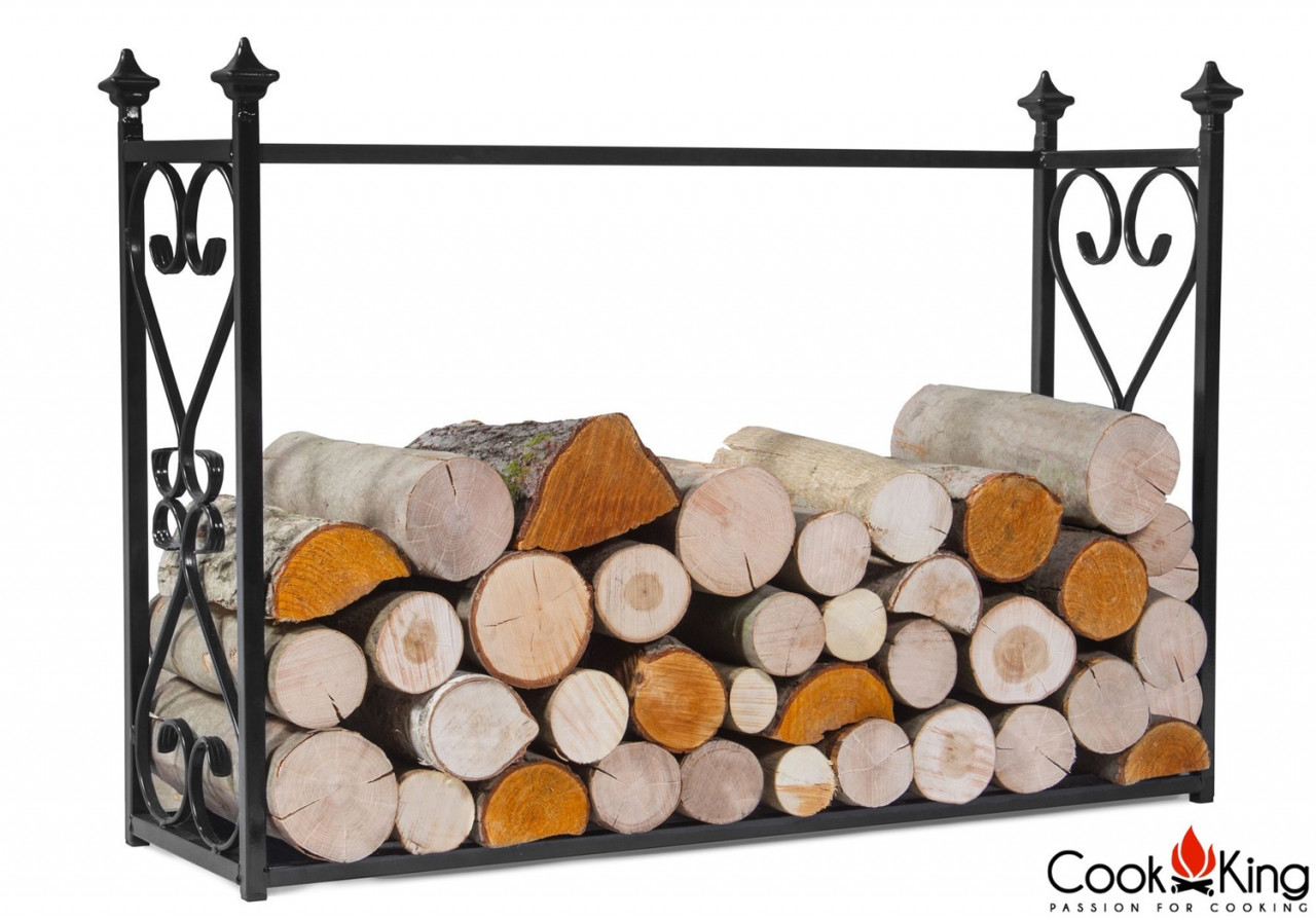 Kaminholzregal "Aldi" Breite 90cm Holzregal für Kaminholz Kaminholzablage aus Stahl Kaminholzständer von CookKing