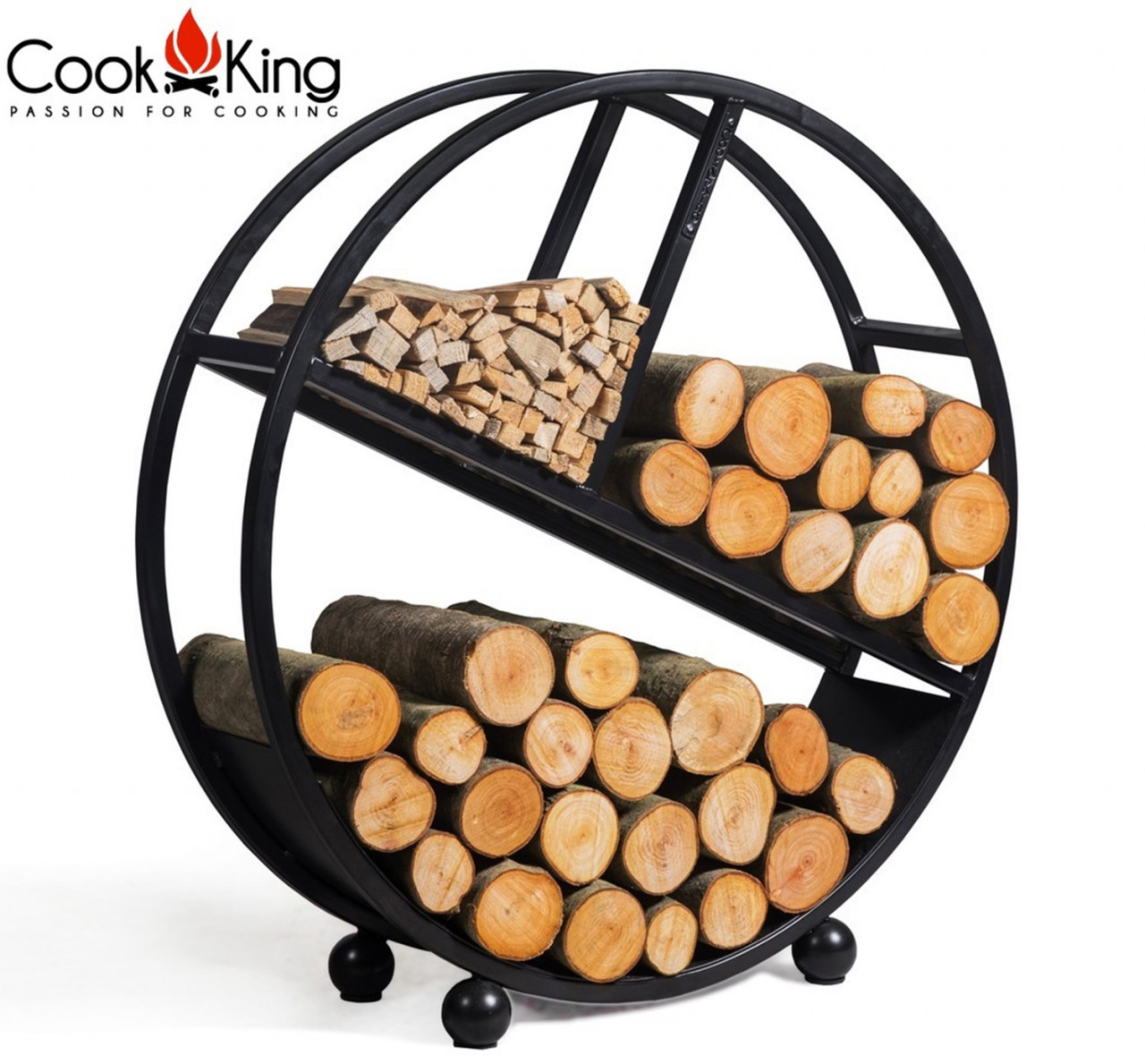 Kaminholzregal "Diego" H 102 cm Holzregal für Kaminholz Kaminholzablage aus Stahl Kaminholzständer von CookKing