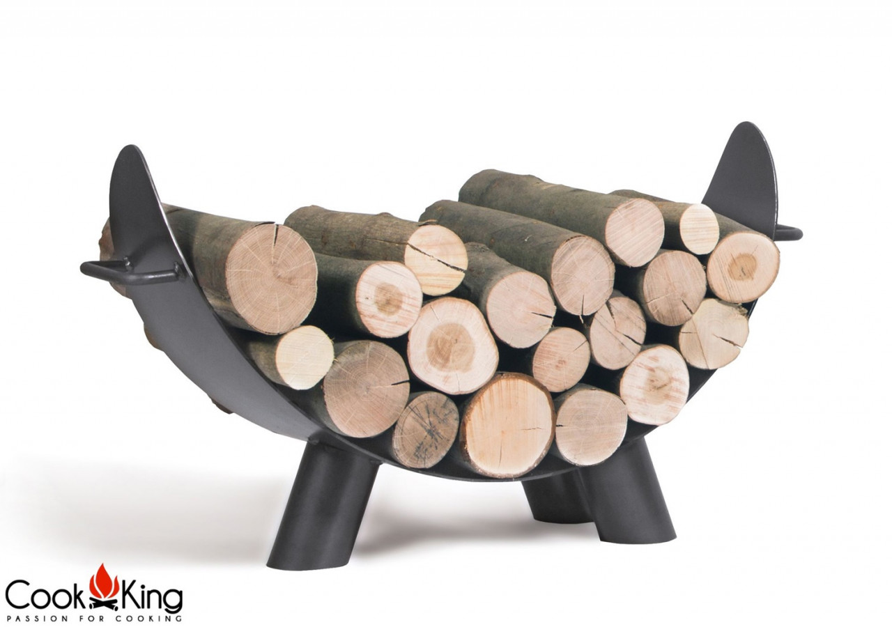 Kaminholzregal "Mila" Breite 80cm Holzregal für Kaminholz Kaminholzablage aus Stahl Holzkorb von CookKing