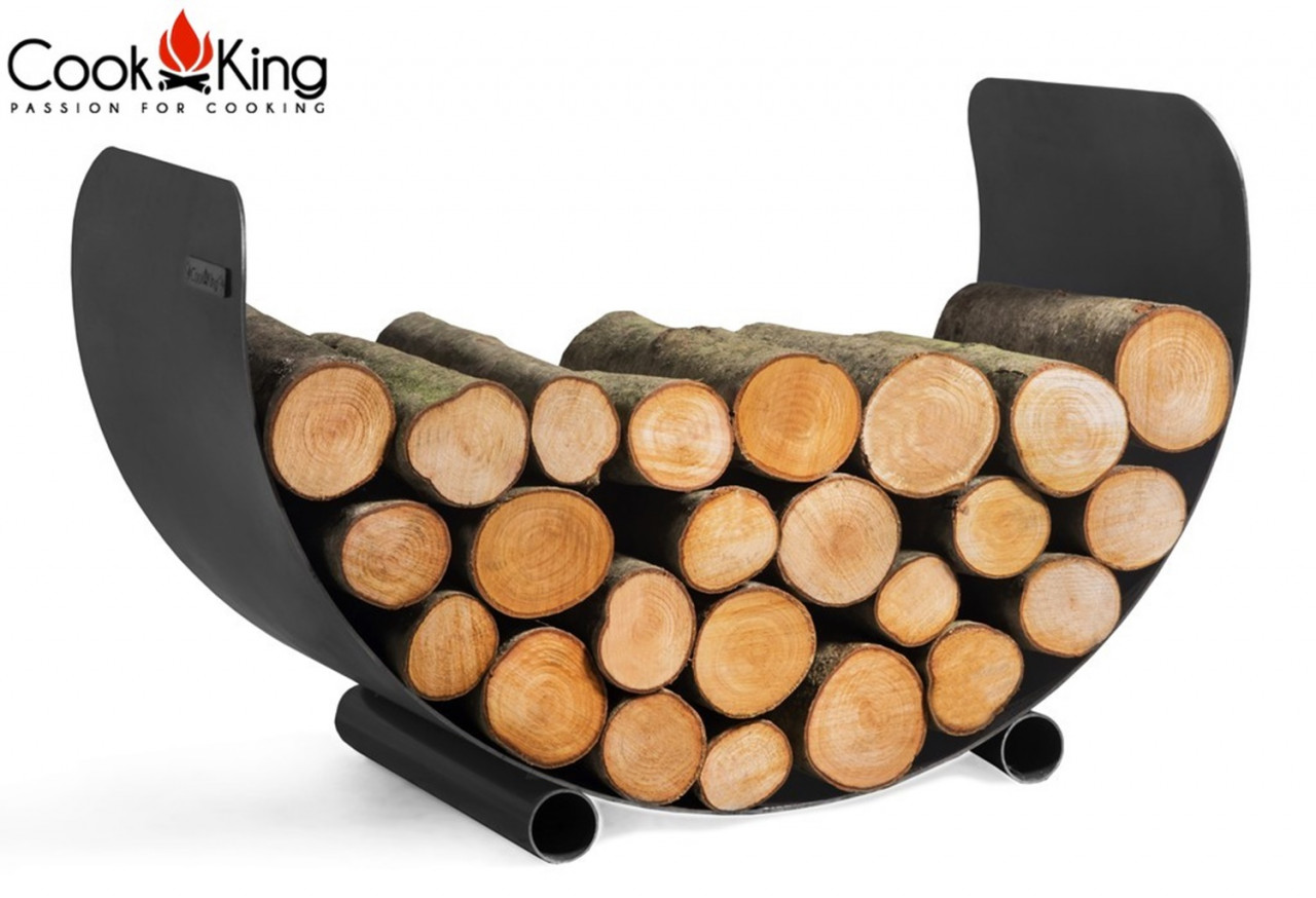 Kaminholzregal "Turyn" Breite 70 cm Holzregal für Kaminholz Kaminholzablage aus Stahl Holzkorb von CookKing