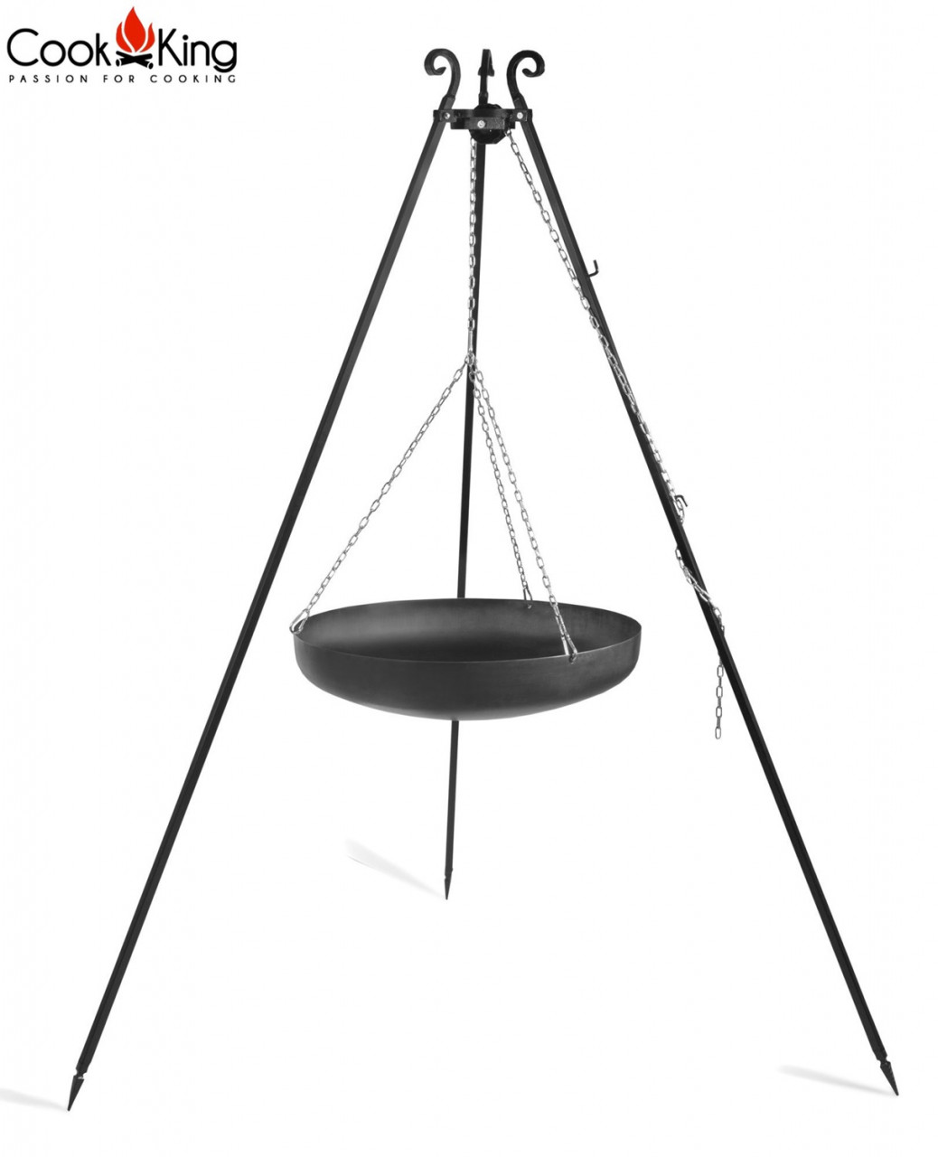 Dreibein H 180 cm mit Wok Ø 60 cm aus Stahl Dreibeingestell Wok Grill Tripod Grillständer von CookKing