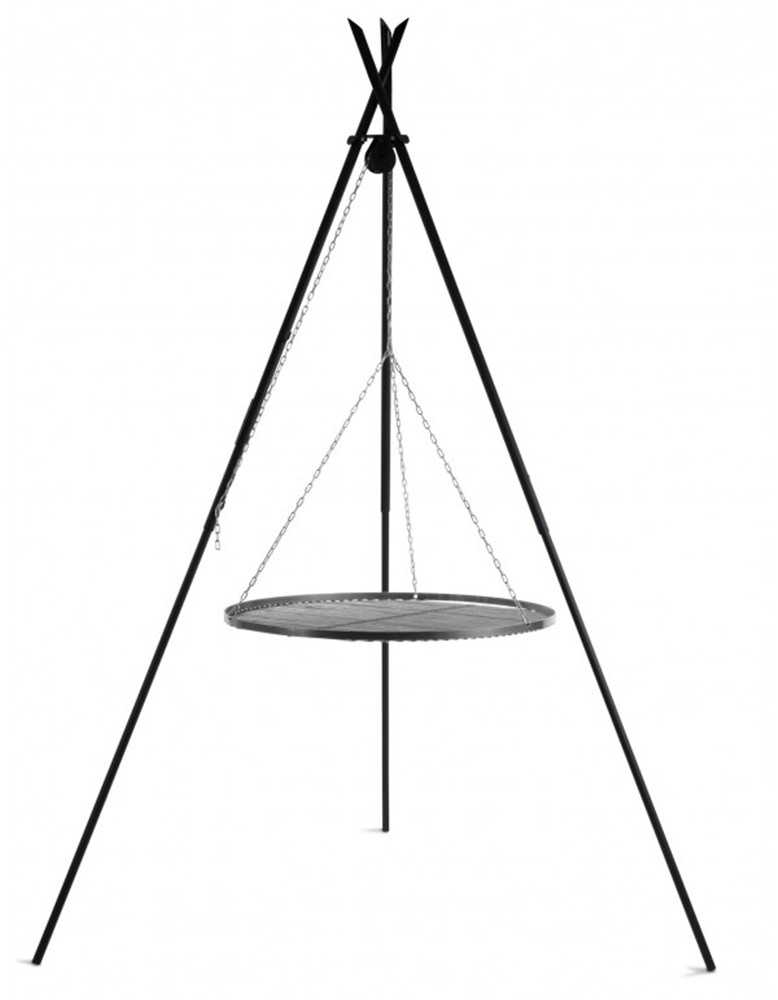 Schwenkgrill "Tipi" H 210 cm mit Grillrost Ø 70 cm aus Rohstahl Dreibein Tripod Grillständer von CookKing