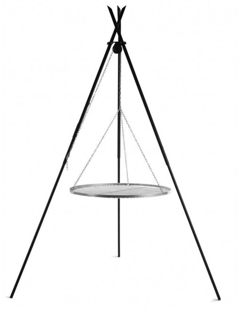 Schwenkgrill "Tipi" H 210 cm mit Grillrost Ø 80 cm aus Edelstahl Dreibein Tripod Grillständer von CookKing