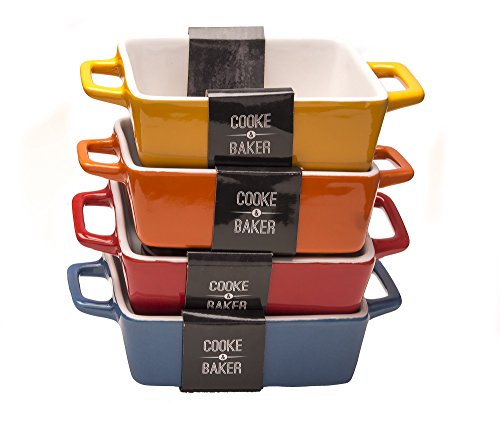 Rechteckige Steingut-Auflaufformen, geeignet für Lasagne wie auch für Tapas und zum Backen, 4er-Set von Cooke and Baker