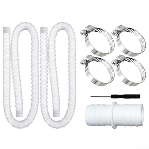 1,5 m/1 m Schwimmbad-Filterpumpenschlauch-Set, 32 mm flexible weiße PE-Wasserleitung mit Installationsanschlussset, für Poolausrüstung, Gartenbewässerung (1,5 m weißes Rohr) von CookiBlend