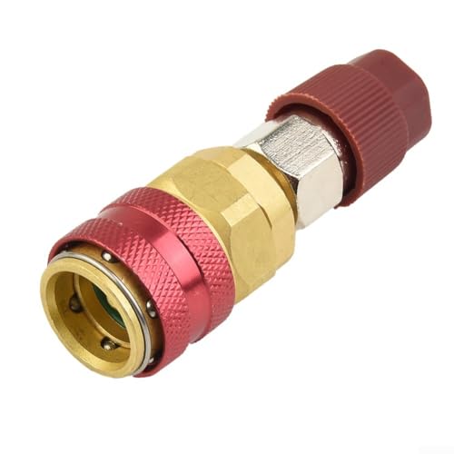 Für R134A Auto Klimaanlage Seitenverlängerung Messing Schnellkupplung Adapter mit 180 Grad Anschluss Kompatibel mit Krümmer Gauge Set mit Kappe von CookiBlend